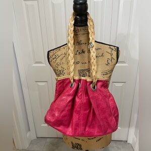 Roberta Gandolfi Elegant Fuchsia Women's Shoulder Bag with Braided Handles